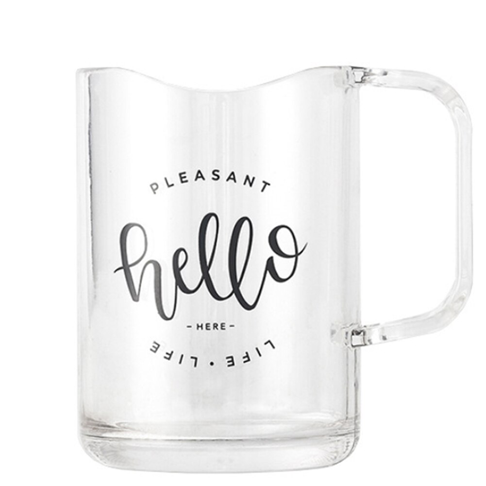 Plastic Brushing Cup Couple Toothbrush Cup with Handle for Bathroom Household PI669: white  Transparent