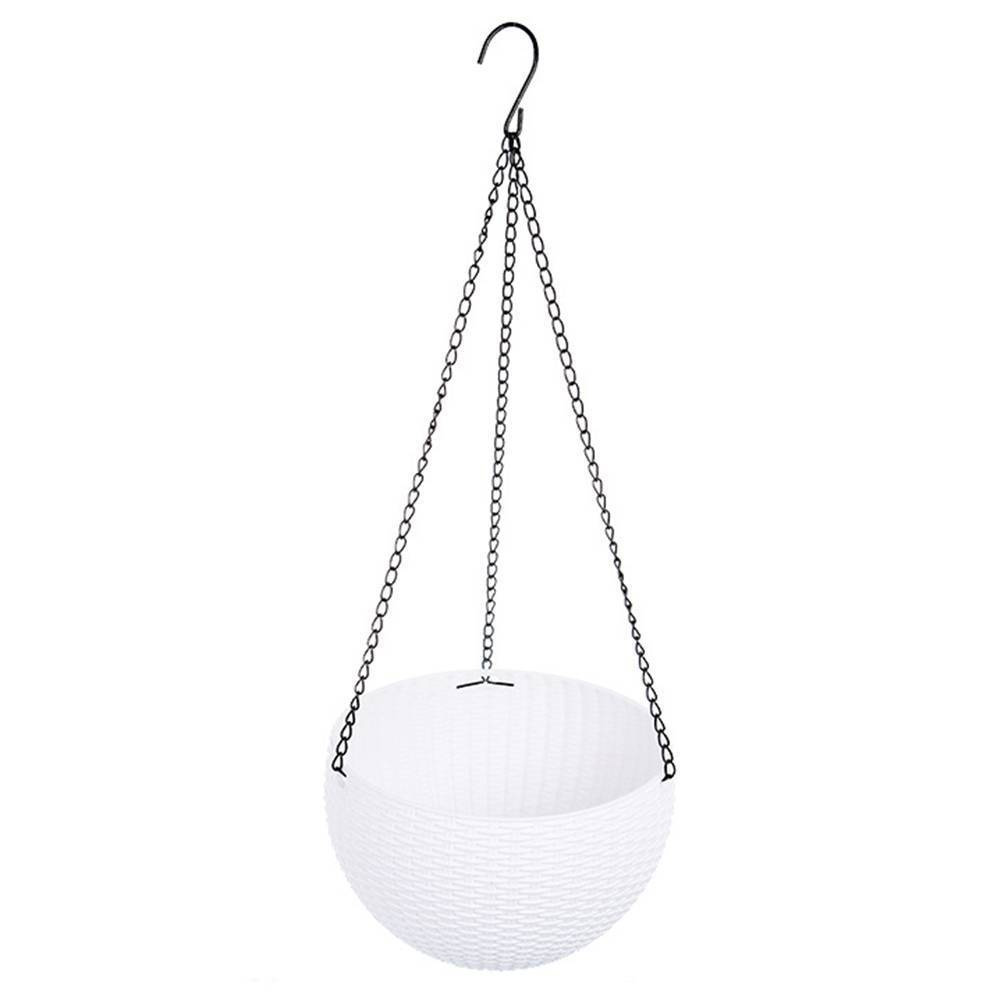 Flowerpot Rattan hanging plastic basket nursery flower pot hanging garden plant storage pots home decor bonsai holder: Milk White