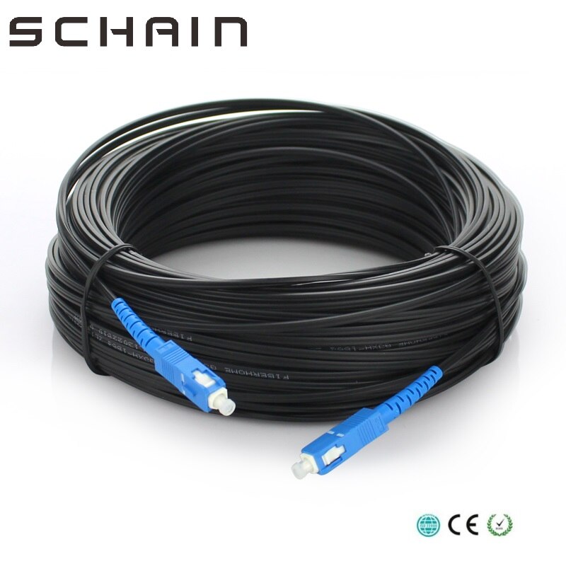 Cable de Fibra óptica FTTH de 100m, Cable de conexión de Fibra óptica para exteriores, modo simple SC UPC, Cable de caída, Fibra de alambre