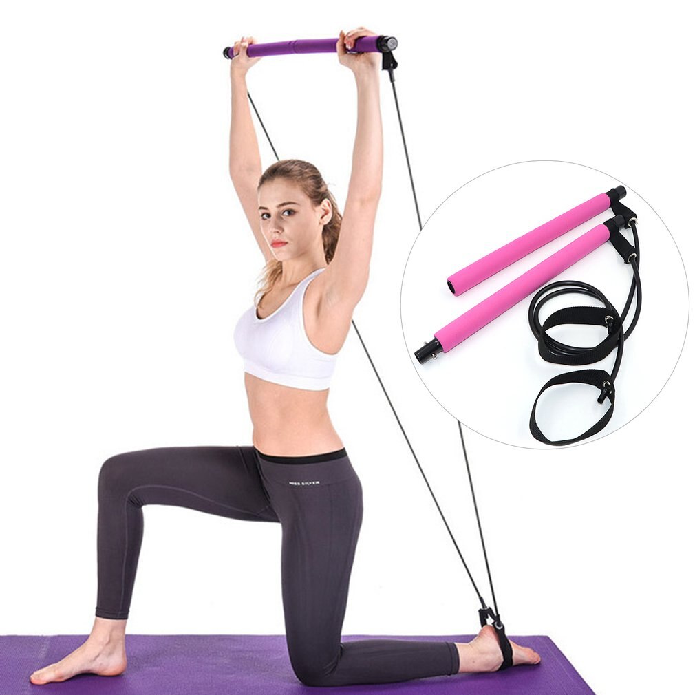 Pilates Fitness Stick Lightweight Trainer Pilates Bar Stick with Resistance Band for Gym Home Fitness Sports Body Workout