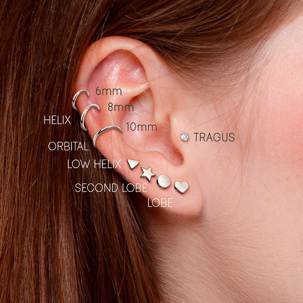 1PC 361L Surgical Steel Snake Ear Tragus Helix Cartilage Earrings Heart Moon Star Lobe Earring Helix Stud Body Piercing Jewelry