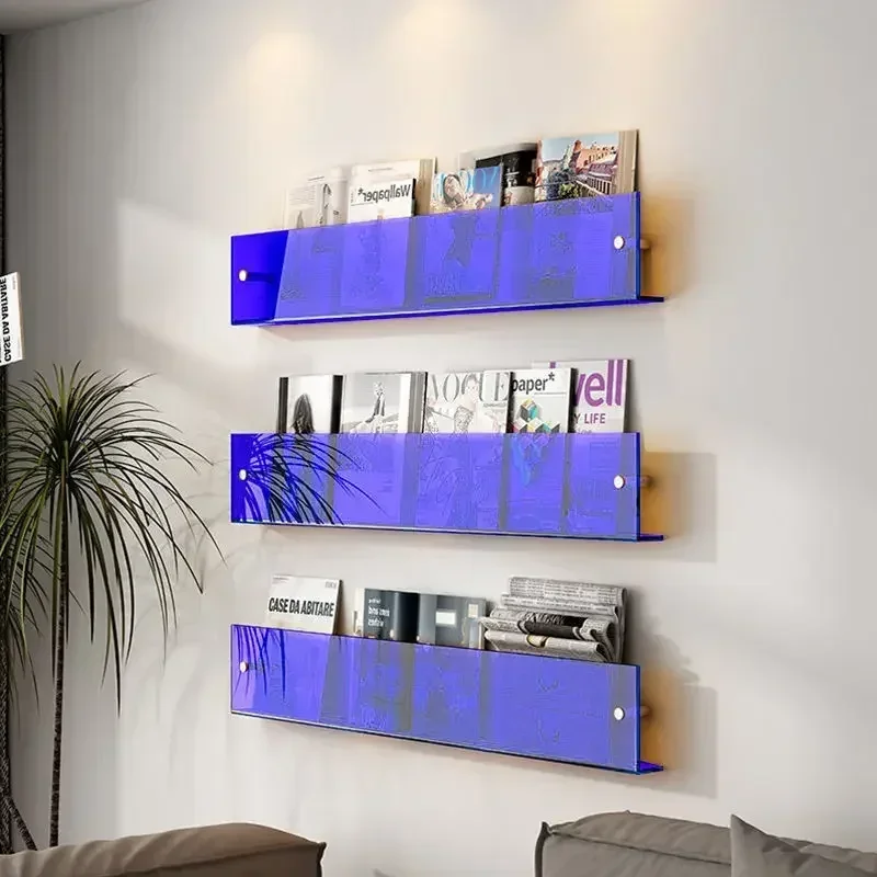 Estante de almacenamiento de revistas para decoración de pared de acrílico transparente INS, libro de imágenes para niños, periódicos, registros, Shef montado en la pared, 1 Uds.