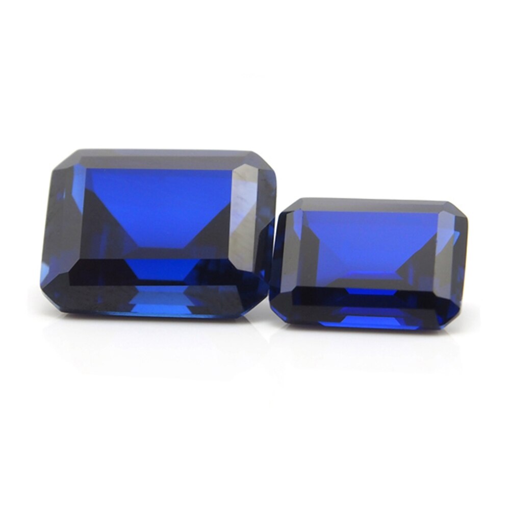 10*12mm 5 Stuk/veel Blue Sapphire emerald cut Blue korund Losse Edelsteen