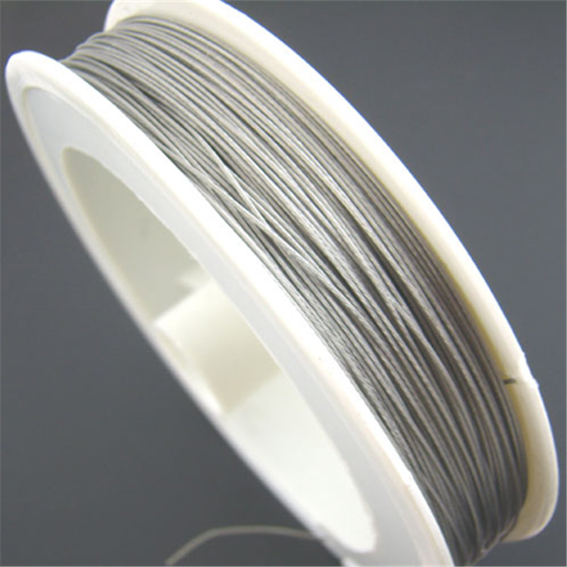 Doreenbeads 1 rull 50m sølvfarget tigerhale beading metalltråd ståltråd til gjør-det-selv-smykker å finne tilbehør 0.30-0.45mm