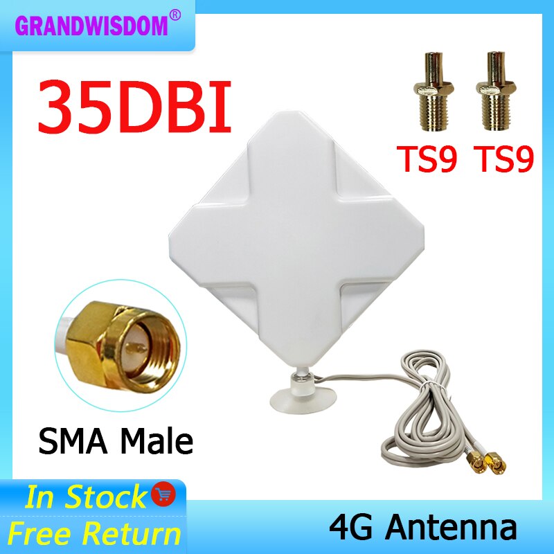 3G 4G Antenna 35dBi 2m Cable LTE Antena 2 * SMA connector for 4G Modem Router +Adapter SMA Female to TS9 Male connector