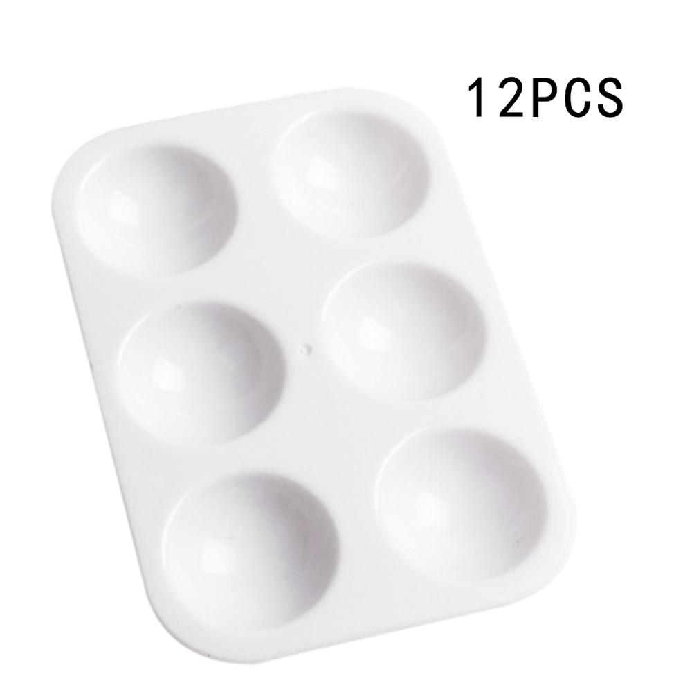 12 Uds paletas de pintura blanco 6 bien Rectangular paleta de acuarela bandeja de pintura