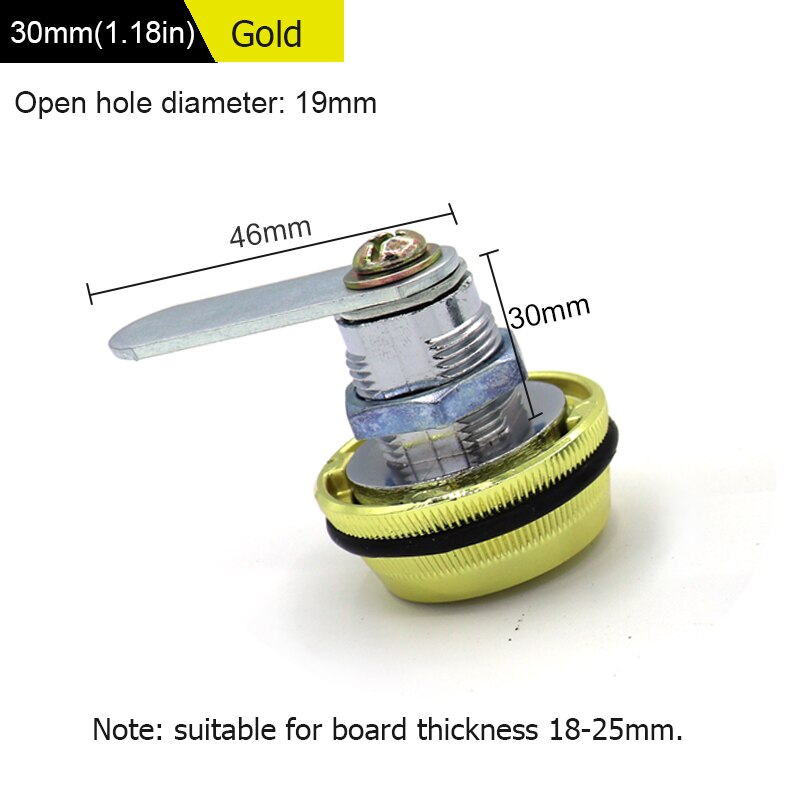 WHDT 3 digit security combination mailbox password coded lock zinc alloy cam lock locker for cabinet drawer storage unit: 30mm gold