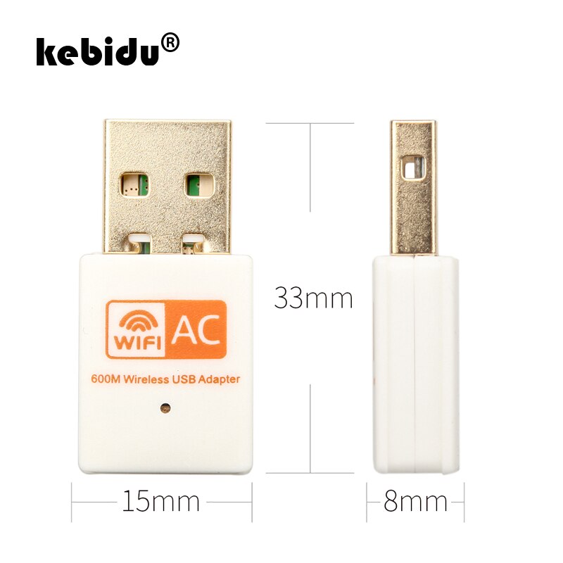 Kebidu Netwerkkaart 600Mbps Usb Wifi Adapter 2.4 Ghz 5 Ghz Wifi Antenne Dual Band 802.11b/N/ g/Ac Mini Draadloze Computer Ontvanger