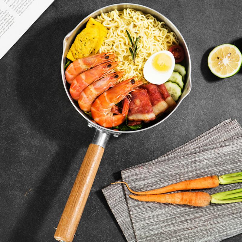 Opvarmning til hjemmet varmere non-stick mælkepande tude bærbar suppe damp madlavning sauce gryde træ håndtag køkken tilbehør fortykket hæld