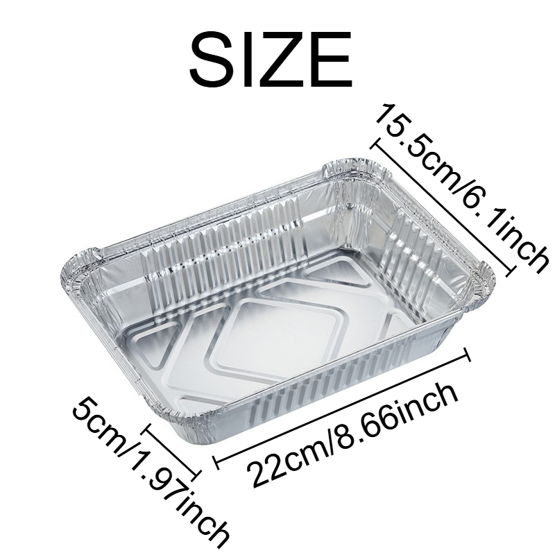 Bandeja de papel de aluminio desechable para el hogar, bandeja de papel de aluminio gruesa para almacenamiento de alimentos, barbacoa, postre, cocina y hornear, 20/50 Uds.