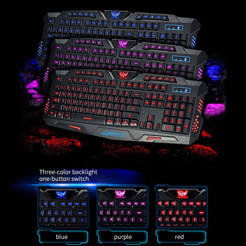 Mechanische Toetsenbord Muis Usb Bedrade Gaming Toetsenbord Muis Cool Led 3-Kleur Kleurrijke Ademhaling Backlit Waterdicht Crack Toetsenbord