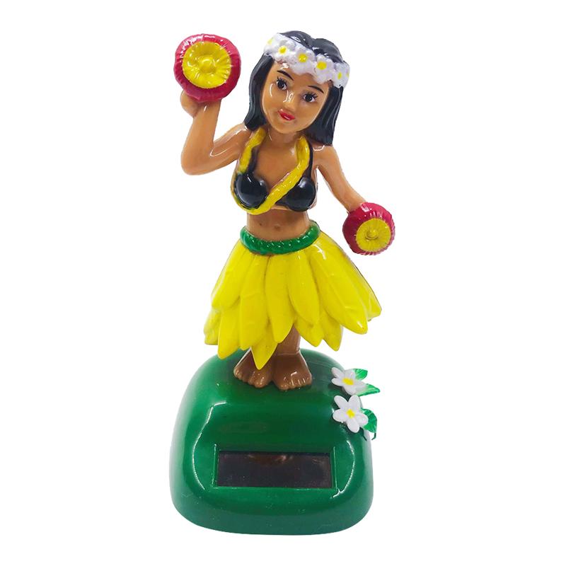 Hula Girl – poupée solaire hawaïenne pour filles, ornements de voiture créatifs, de dessin animé: F024-YellowB