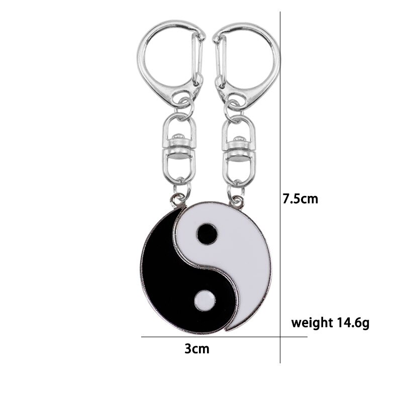 Superventas, yin y yang, costura de aleación, dos pétalos, piscis, pareja llave, anillo, mochila, colgante, llavero, accesorio de ,