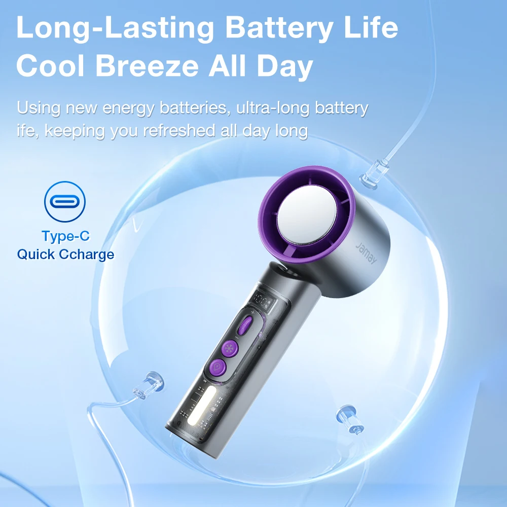 Summer Cooling Portable Handheld Turbo Fan 13000RPM 199 Gears Super Strong Wind 6500mAh Long Battery Life Outdoor Camping Tools