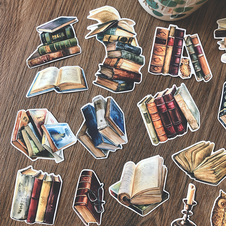 Vintage Bibliotheek Boeken Stickers Reizen Junkl Journal Ambachtelijke Papier Scrapbooking Craft Dagboek Album Tn Decoratieve