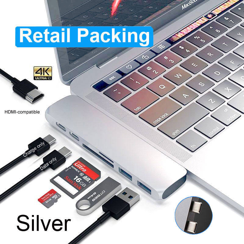 Mosible USB C Hub Thunderbolt 3 Dock with HDMI-compatible Rj45 1000M Adapter TF SD Reader PD 3.0 for MacBook Pro/Air M1 Type-c: Original Box-Silver