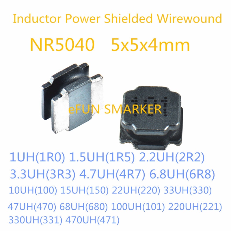 50Stck Induktor Energie Geschirmt Wirewound NR5040 5x5x4mm 1uH 1,5 uH 2,2 uH 3,3 uH 4,7 uH 6,8 uH 10uH 15uH 22uH SMD Energie Induktivitäzehn