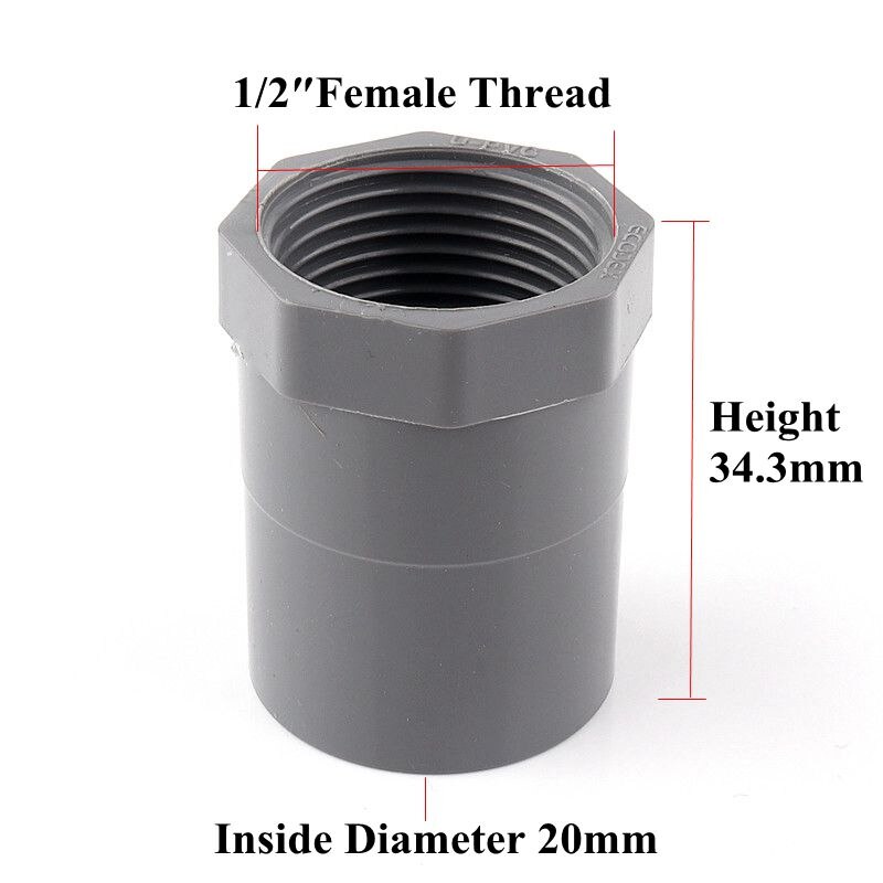 1~5pcs 1/2″~2″ Inch PVC Female Thread Straight Connector Water Pipe Joint Aquarium Fish Tank Parts Garden Irrigation Adapter: Brown / 1/2''