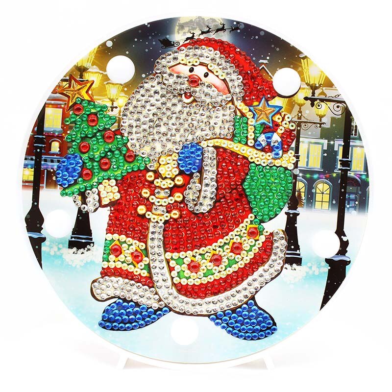 Homfun diamant maleri led lampe lys mandala 5d diamant broderi landskab rhinestones diy diamant jul halloween: Zxd 050