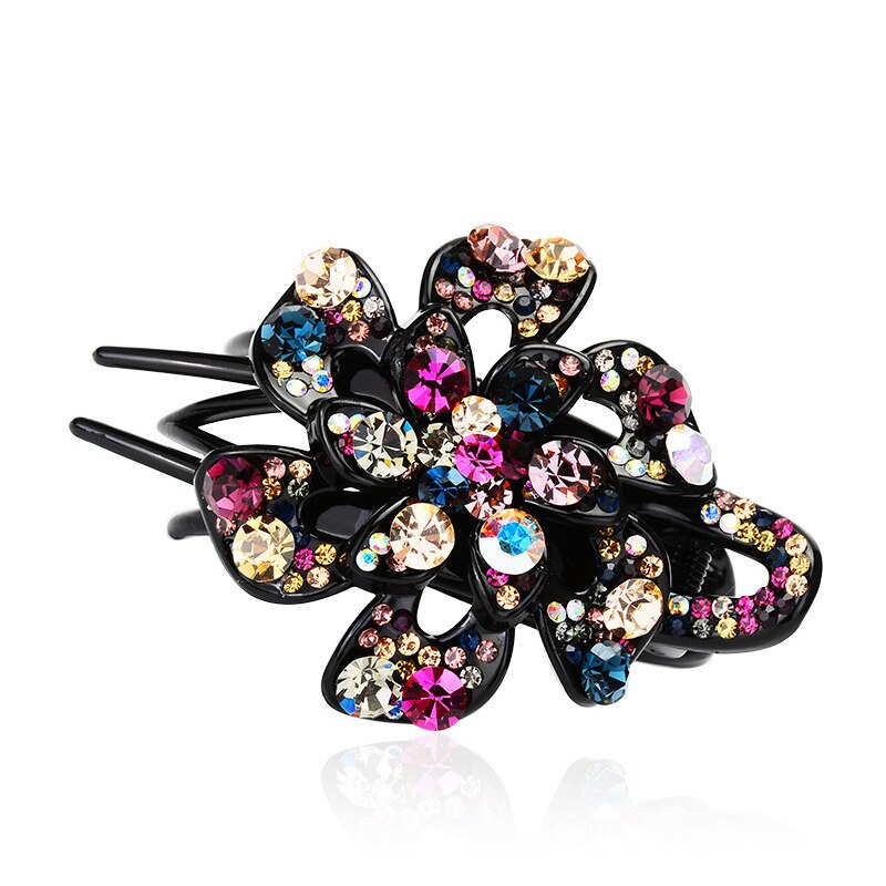 11 Kleuren Hollow Bloemen Haar Clip Barrette Bloem Strass Haarspeld Mode Haaraccessoires Vrouwen Sieraden Haar Klauw Hoofddeksels: 11