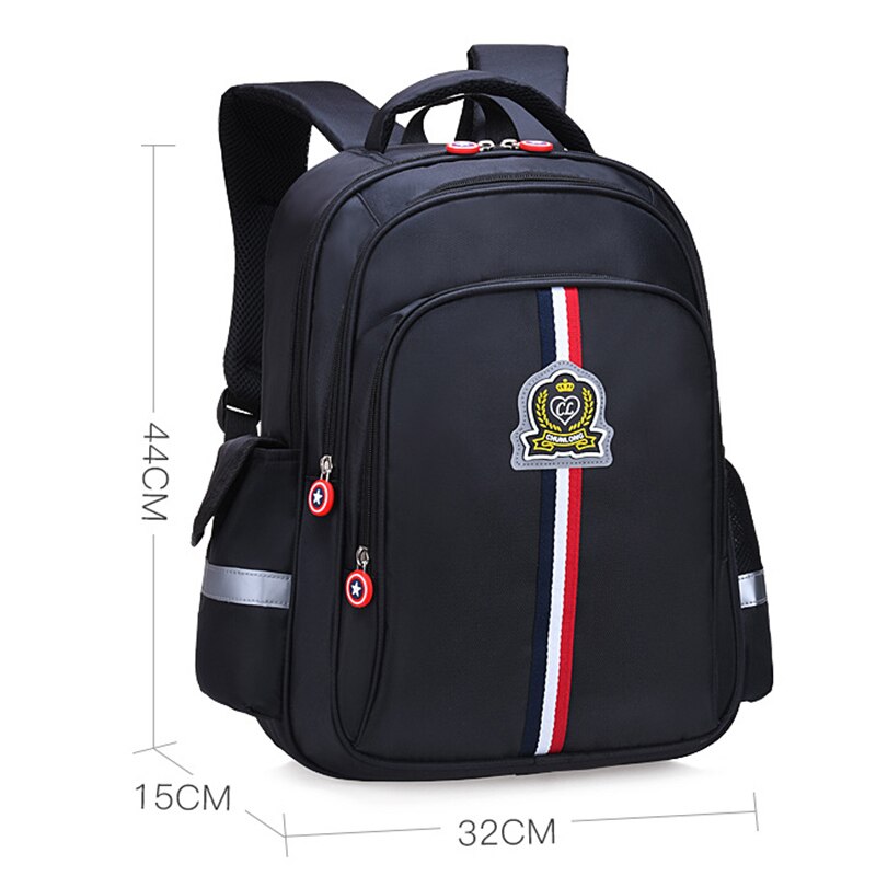 OYIXINGER Nylon Teenager Rucksack Neue Jungen Und Mädchen Grundschüler Bookbag Gebogene Schulter Riemen Einfache Licht Schulranzen: groß Schwarz