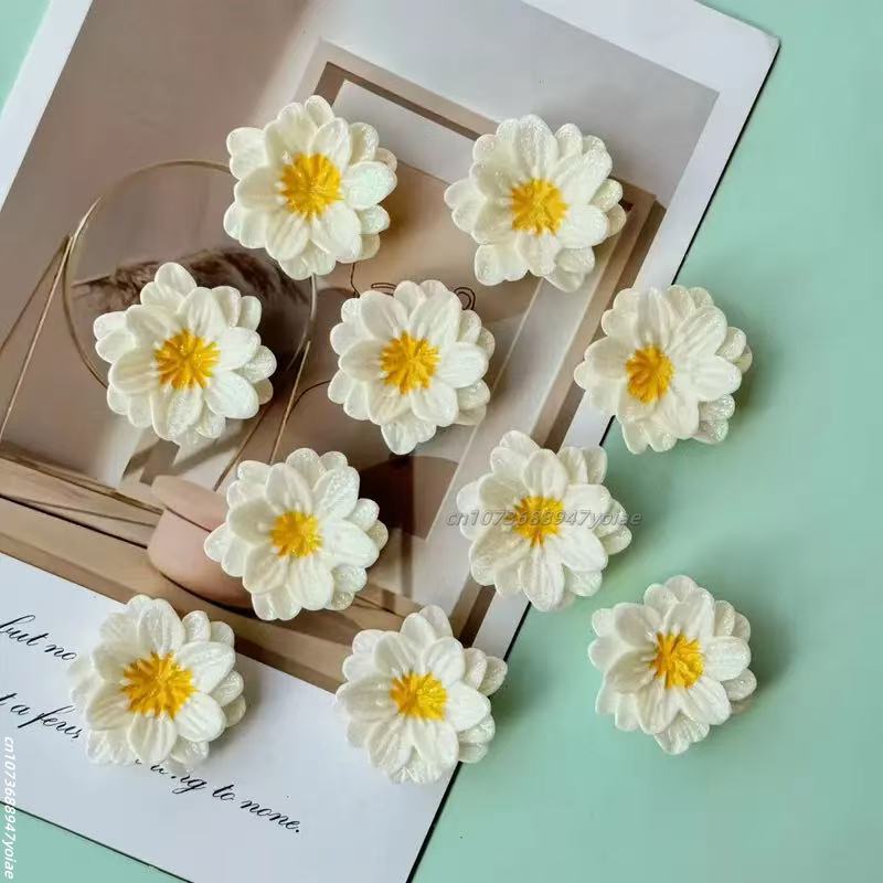 12 Uds. Imanes de nevera de flor de melocotón, bonitos imanes de resina para cocina, oficina, decoración de pizarra blanca, juego de imanes fuertes para nevera para para el hogar: YELLOW