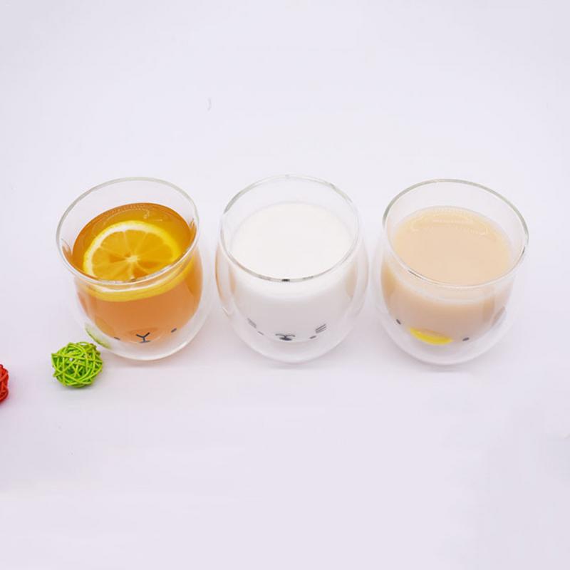 Varmebestandig glass 250ml nyskapende 3d dobbeltlags kopp bjørnekatteandling