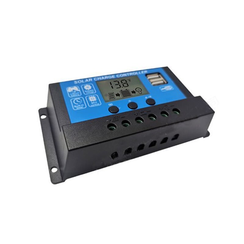 Zonnepaneel Laadregelaar 10A 20A 30A Met 12V 24V Auto Pwm 5V Output Regulator Pv Thuis batterij Oplader Lcd Dual Usb