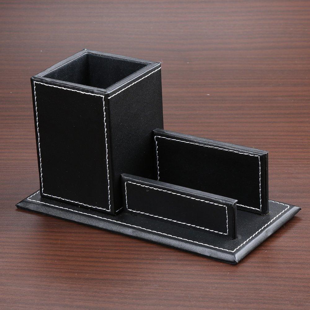 Estojo organizador de papelaria, preto/marrom, porta-cartão, caneta, copo, artigos de papelaria, casa, escritório, acessórios de negócios, recipiente de armazenamento