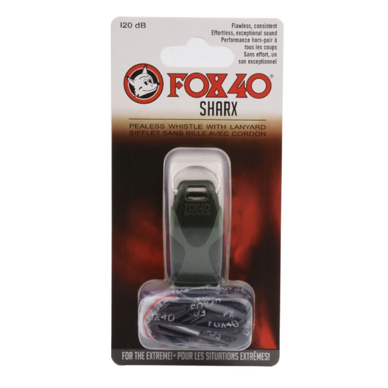 Colorato Fox 40 SHARX Fischietti Con La Cordicella In Nero Imballaggio Della Bolla: army green