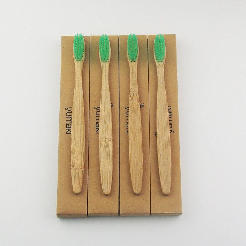 12 Pack Bamboo Toothbrush Wood toothbrush Green soft-bristle Adult Toothbrush Soft Toothbrush