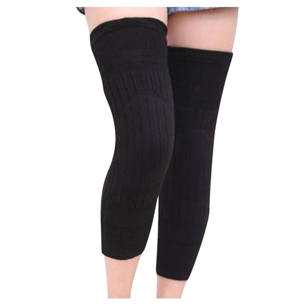 2PCS Winter Thermal Knee Brace Leg Warm Sport Leggings Compression Elastic Support Pad Fitness Running Cycling Knee Support#G4: Black