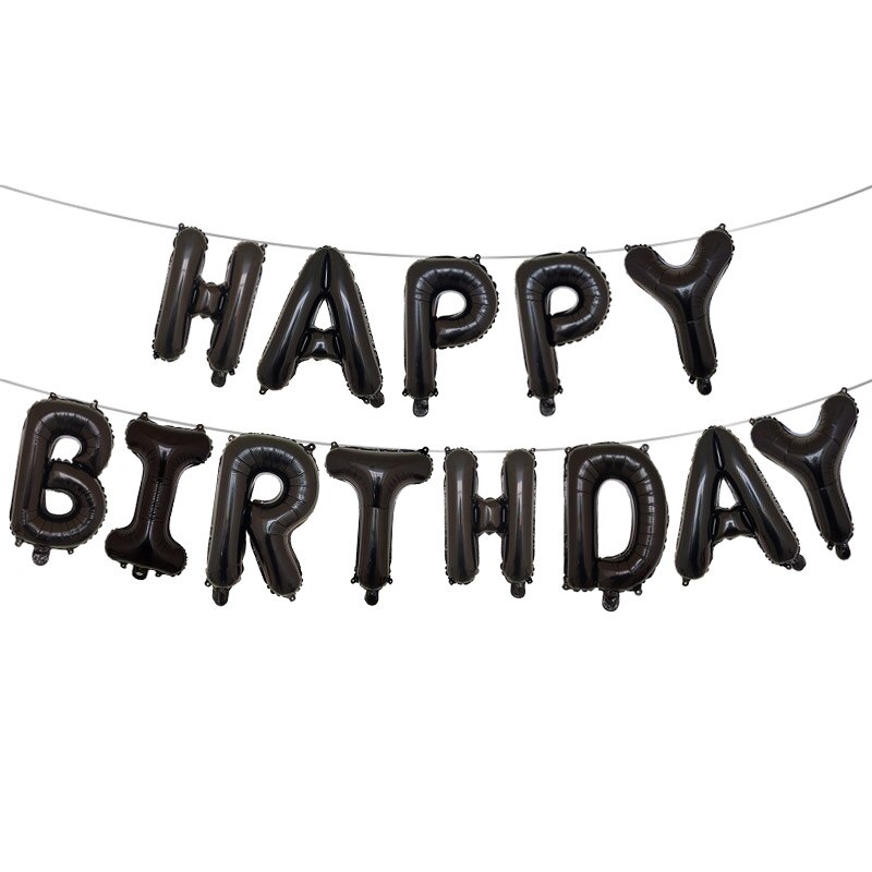 16 inch Letters HAPPY BIRTHDAY Foil Balloons birthday party decorations kids balls Alphabet Air Balloons Baby Shower Supplies: Black