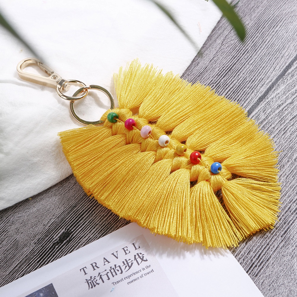 1PC Style Bohemia Leaf Tassel Fringed DIY Jewelry Garments Bag Decorative Accessories Key Chain Pendant Craft Cotton Tassels