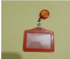 Business Badge Transparent Card Holder Bag PU Women Employee Transparent Card Cover Student PU Leather ID Name Card Holder Bags: Orange