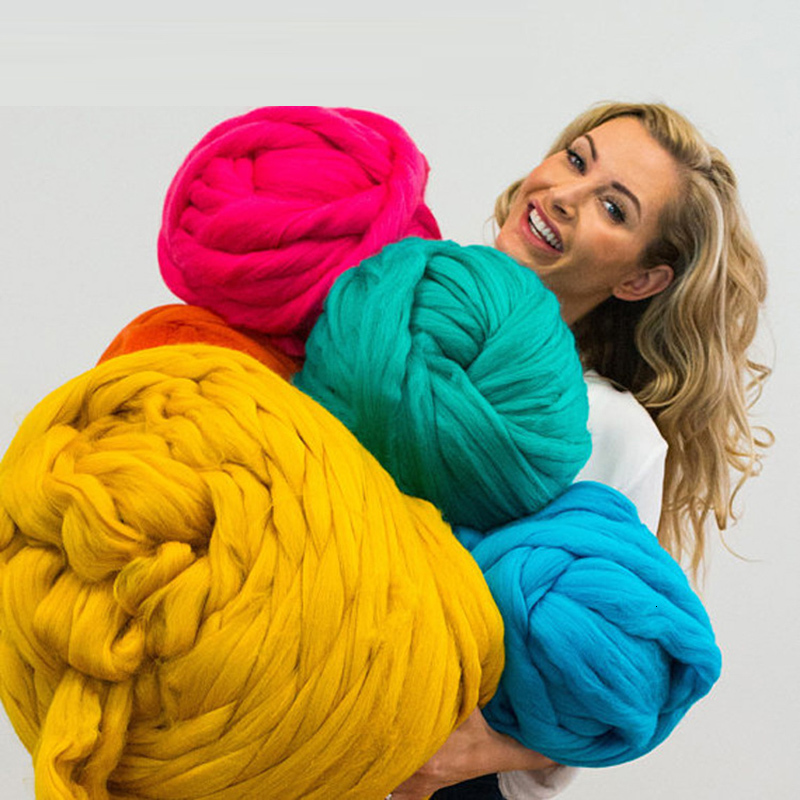 1000g/ kugle super tyk naturlig uld chunky garn filt uld roving garn til spinding hånd strikning spin garn gør-det-selv tæppe levering