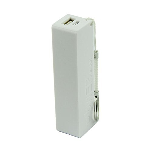Bærbar strømbank 18650 ekstern backup-batterioplader med nøglering usb, der oplader mobiltelefoner til mobiltelefon: Hvid