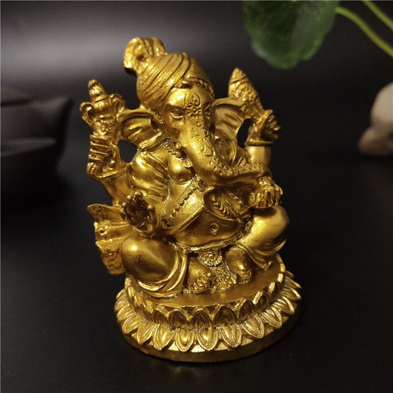 Guld lord ganesha buddha statue hjem havedekoration indisk ganesh elefant gud skulptur figurer ornamenter buddha statuer