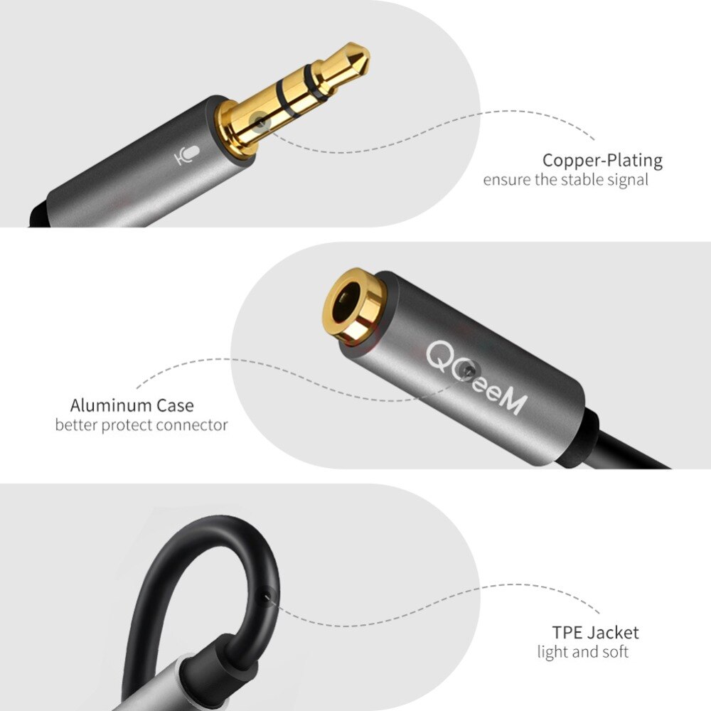 QGEEM Splitter Hoofdtelefoon voor Computer 3.5mm Female naar 2 Mannelijke 3.5mm Mic Audio Y Splitter Kabel Headset PC Adapter AUX Kabel