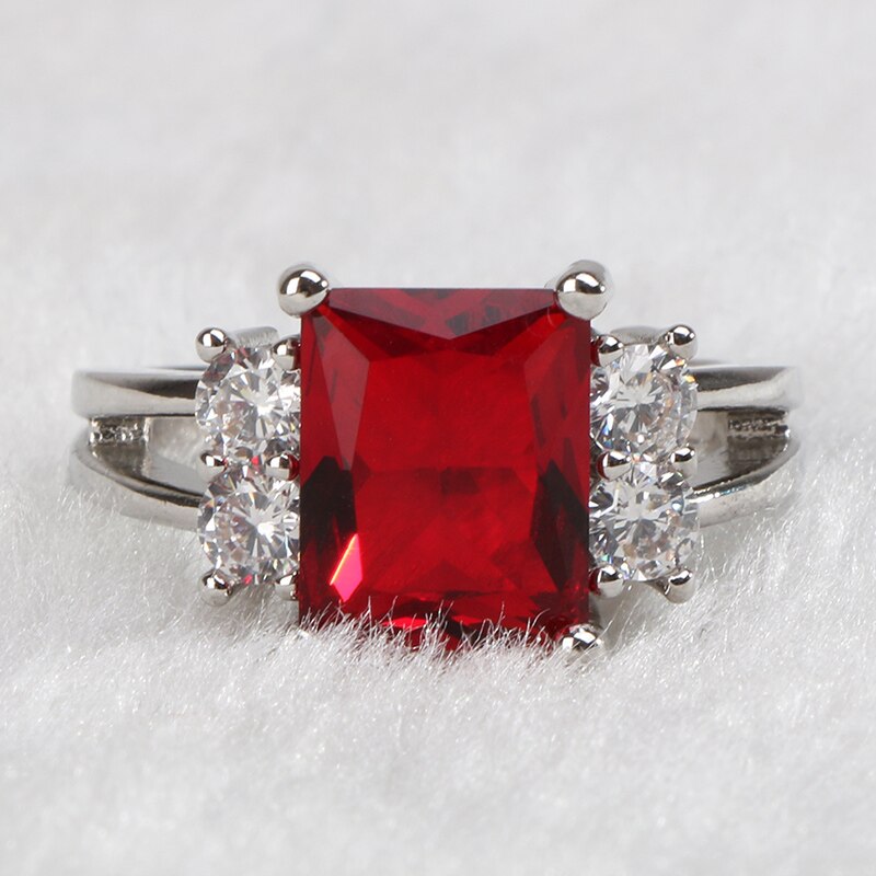 Cellacity Zilver 925 Ring Voor Vrouwen Rechthoek Edelstenen Fijne Sieraden Geometrie Wit Rood Zirkoon Trendy Vrouwelijke Accessoire Voor Party: 9