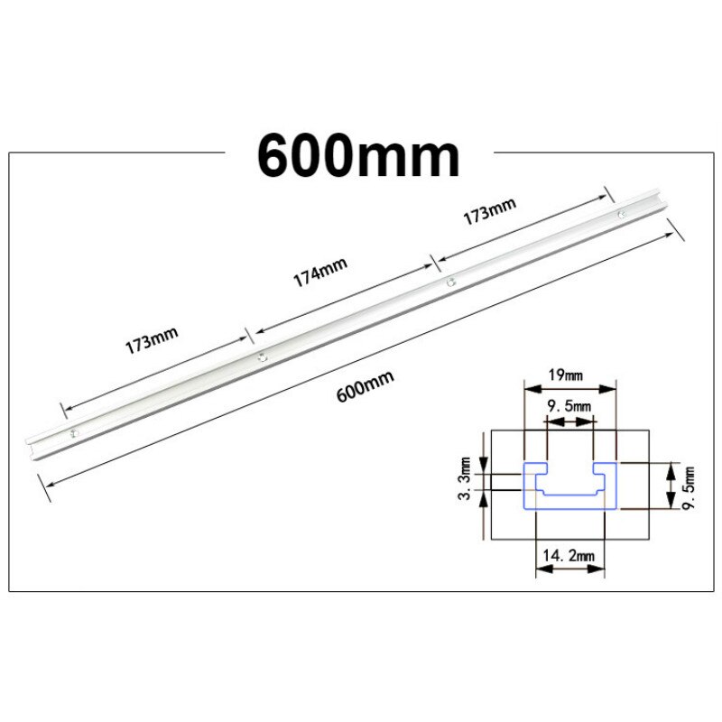 Aluminium T-Slot Glijbaan T-Tracks Mijter Track Voor Houtbewerking Zaag/Router Tafel Werkbank Gereedschap type-19: 1Pc 600mm T-track