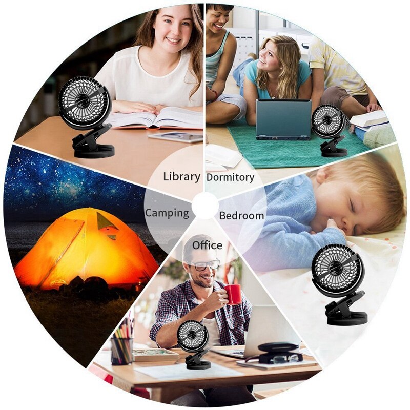 Top Deals Batterij Operated Clip Op Wandelwagen Fan-Mini Draagbare Bureau Ventilator Met Oplaadbare 4400Ma Batterij Aangedreven Ventilator Voor baby S