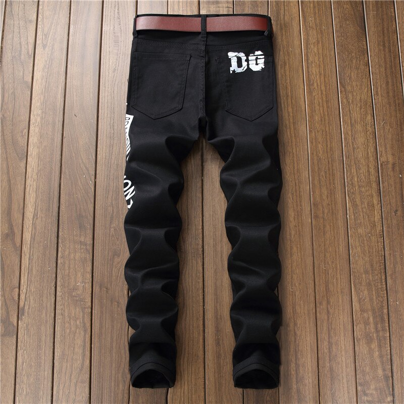 Menns mannlige bukse amerikansk stil uformelt digital utskrift slanke blomsterbukser jeans tøye ut uformelt denim bukser 5613