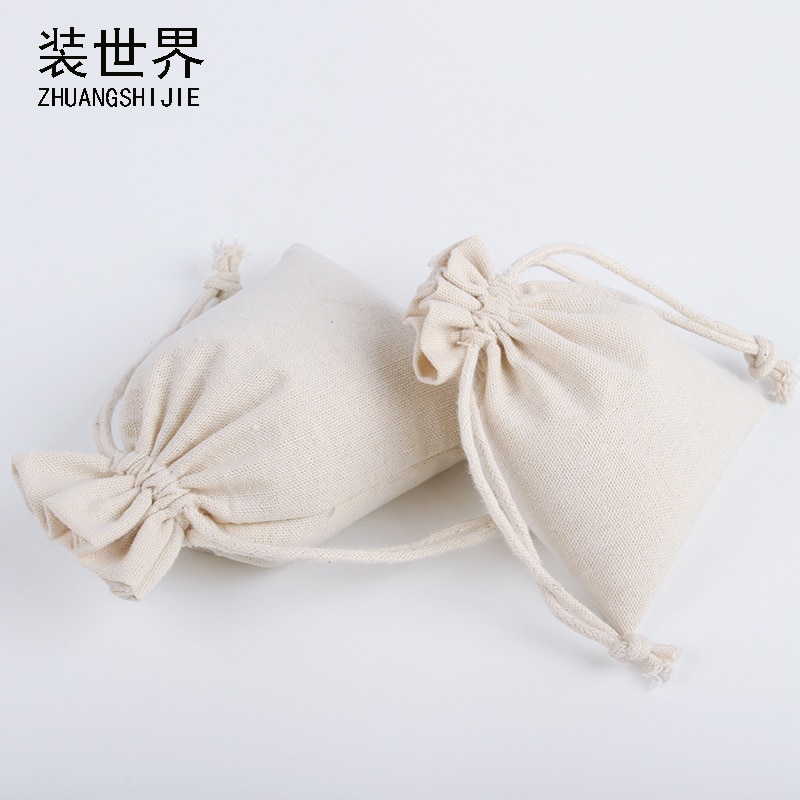 16*20cm Natural Resuable Jute Linen Drawstring Pouch Packaging Bag Logo Printed Bag