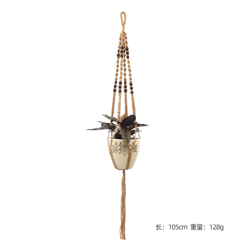 Panier suspendu pour plantes vertes de jardinage, corde en coton, Pot de fleur, macramé fait à la main, support mural de poche, style Boho, décoration de maison pour cour: Violet