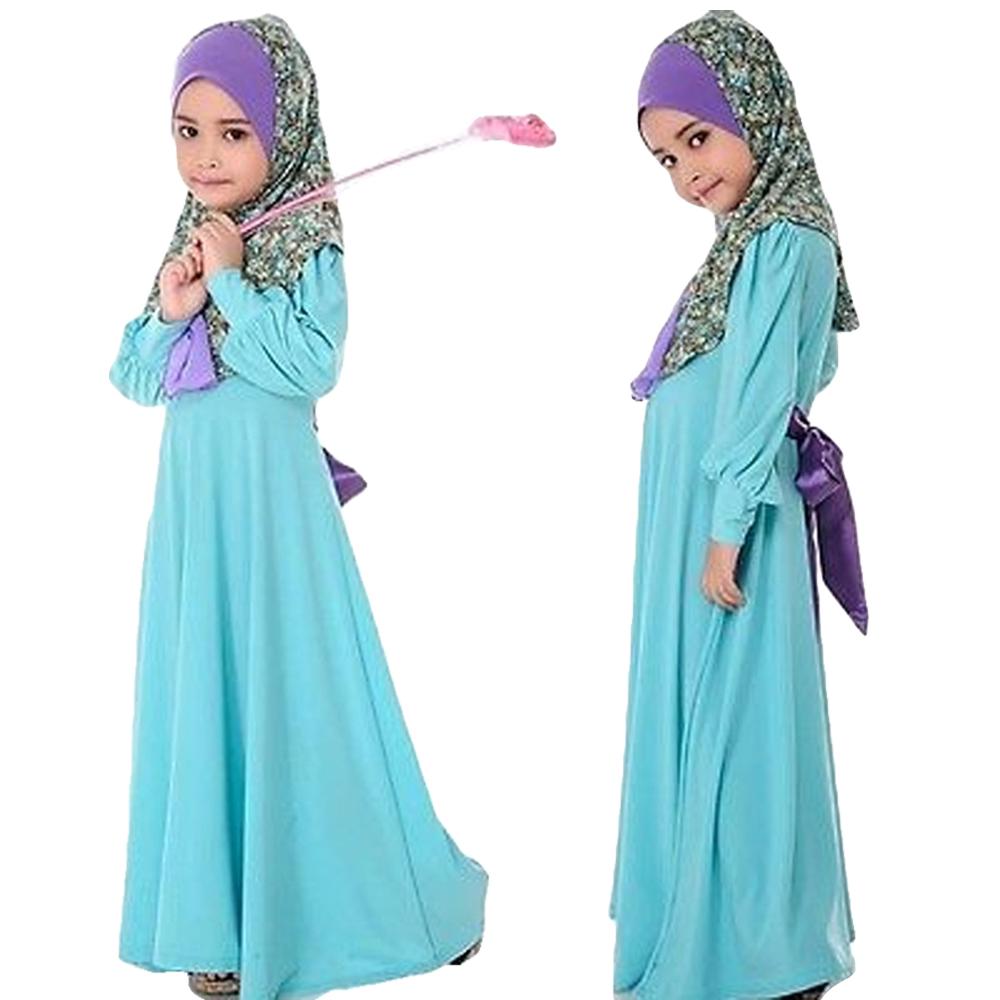 Tweedelige Sets Bloem Meisje Jurk Moslim Kind Abaya Moslim Hijab Jurken Jilbab Niqab Boerka Khimar Amira Islamitische Kaftan Gebed