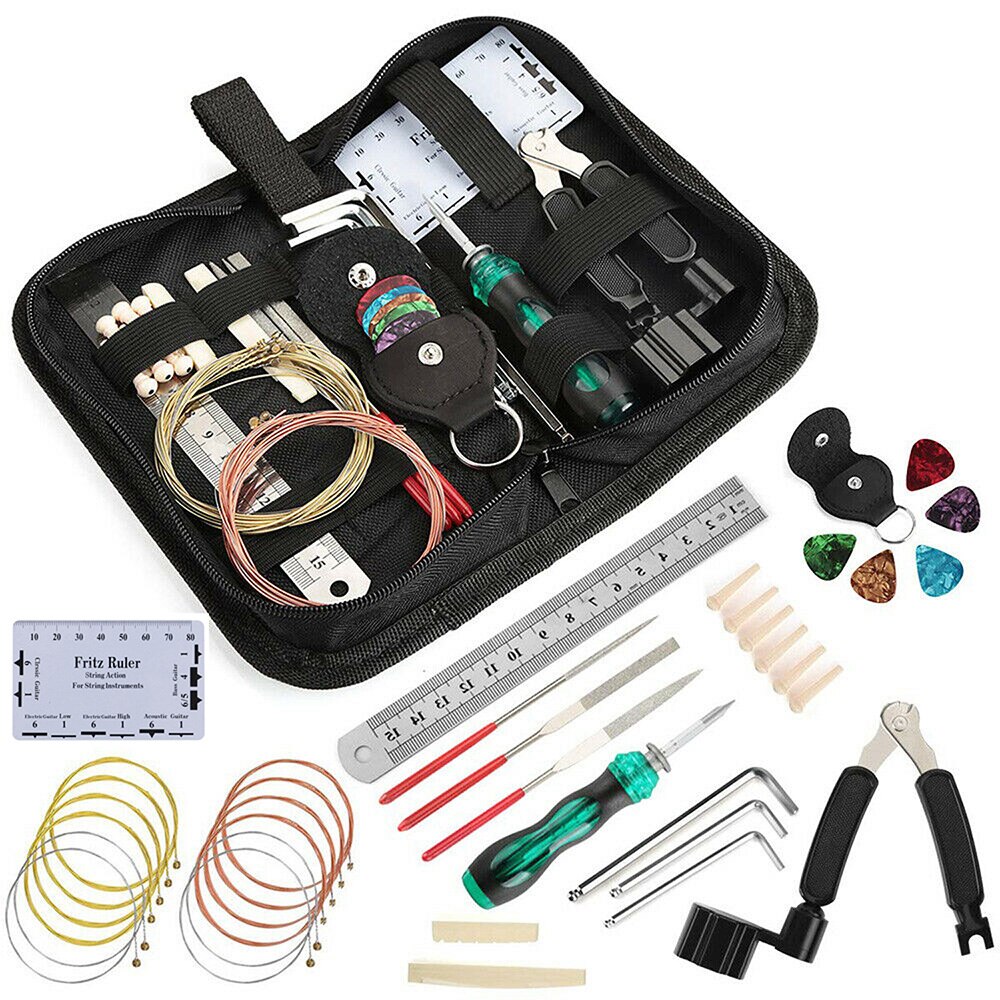 Guitar Repair Maintenance Cleaning Tools Kit 3 in 1 Guitar String Winder Cutter Pin Puller Guitar Fret Rocker Leveling File Kit: Type 12