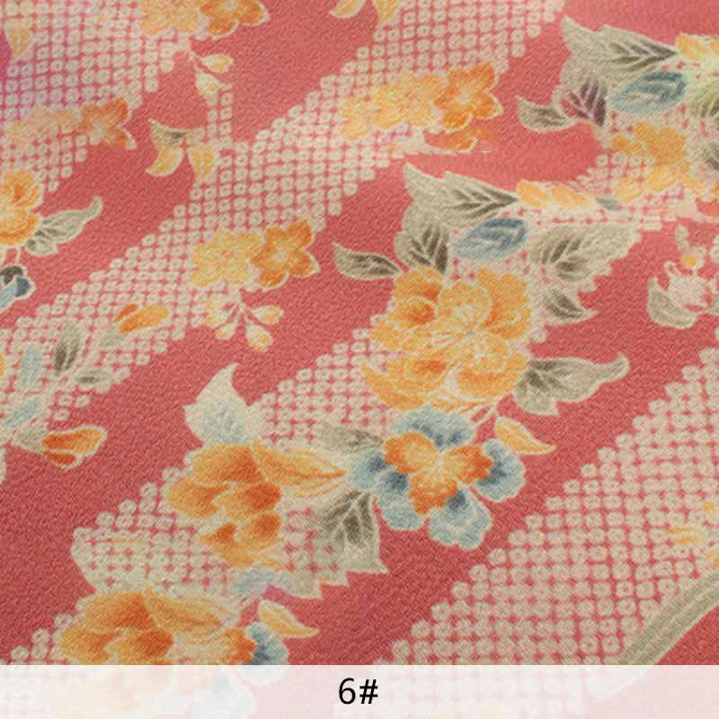 Japansk blomstret stof polyester rynkestof til kvinders hårtilbehør 4*4cm/ stk 10 stk/parti  p65: 6