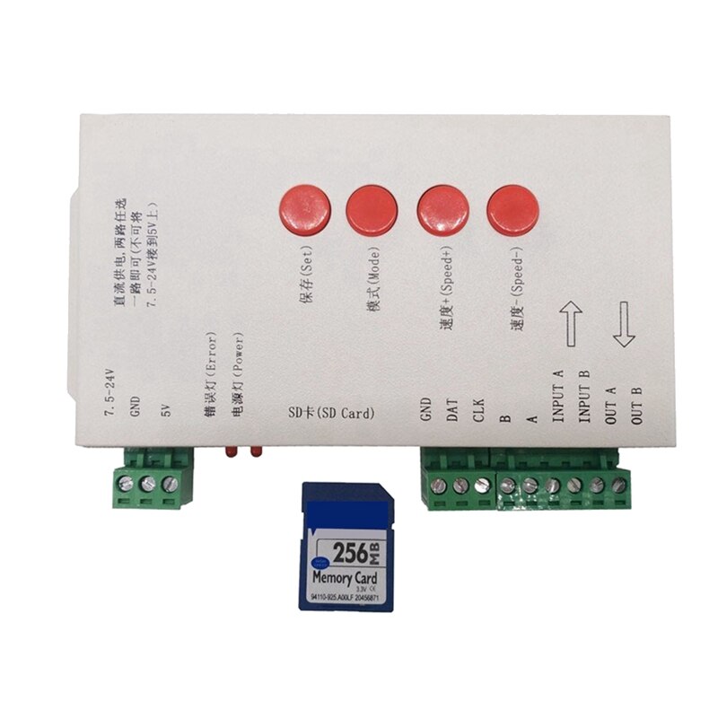 RGB LED Controller T1000S SD Card 2048Pixels Controller for WS2801 WS2811 WS2812B SK6812 LPD6803 DC5-24V