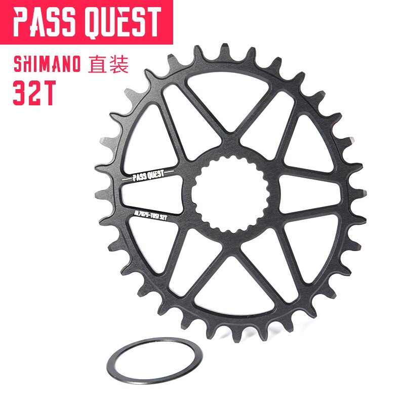 PASS QUEST oval bike Chainring 30/32/34/36/38/40T MTB Narrow Wide Bicycle Chainwheel for deore xt M7100 M8100 M9100 12S Crankset: oval 32T black